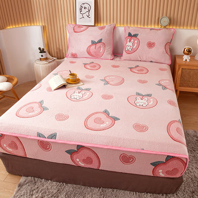 Home Fashion Double Velvet Non-slip Mattress Cover
