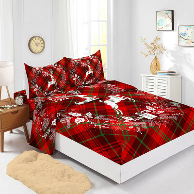 Red Christmas Fitted Sheet Four-piece Suit Printed Mattress Cover