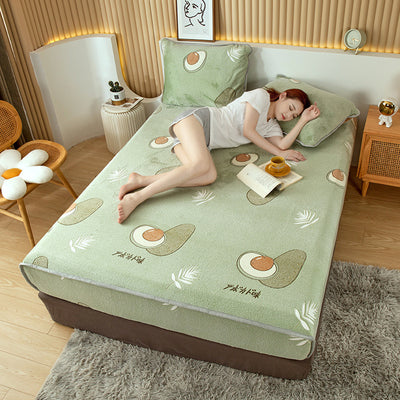 Home Fashion Double Velvet Non-slip Mattress Cover