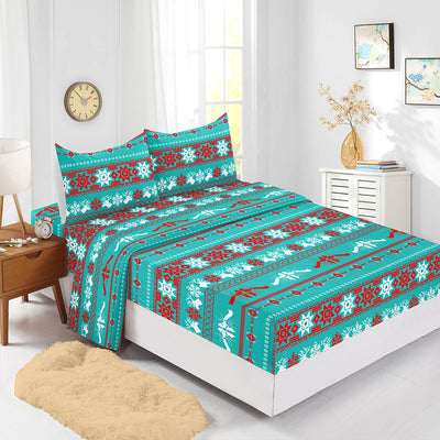 Red Christmas Fitted Sheet Four-piece Suit Printed Mattress Cover