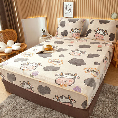 Home Fashion Double Velvet Non-slip Mattress Cover