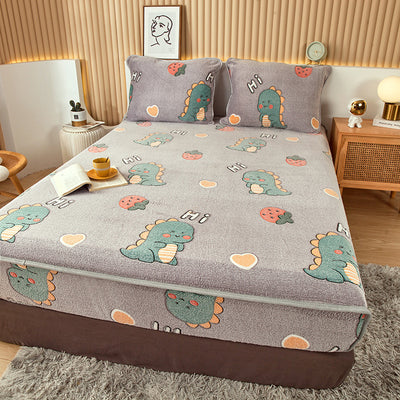 Home Fashion Double Velvet Non-slip Mattress Cover