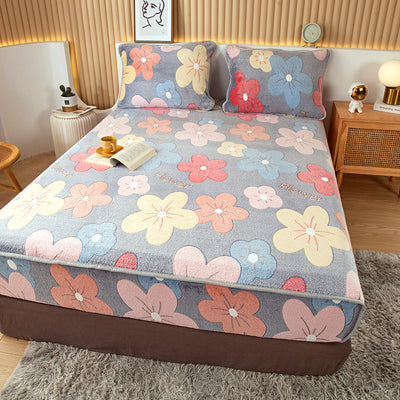 Home Fashion Double Velvet Non-slip Mattress Cover