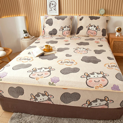 Home Fashion Double Velvet Non-slip Mattress Cover
