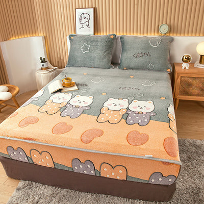 Home Fashion Double Velvet Non-slip Mattress Cover