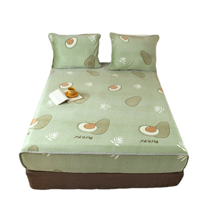 Home Fashion Double Velvet Non-slip Mattress Cover