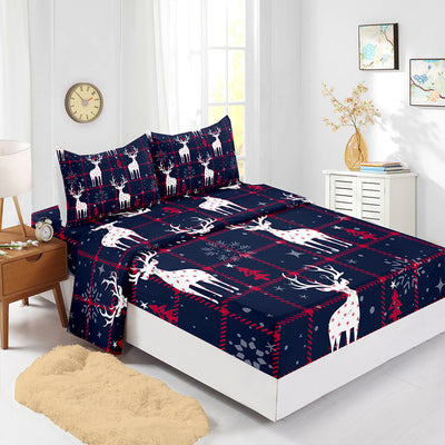 Red Christmas Fitted Sheet Four-piece Suit Printed Mattress Cover
