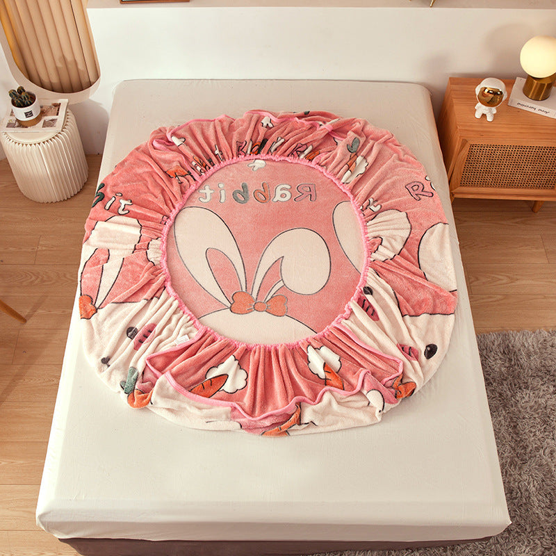Home Fashion Double Velvet Non-slip Mattress Cover