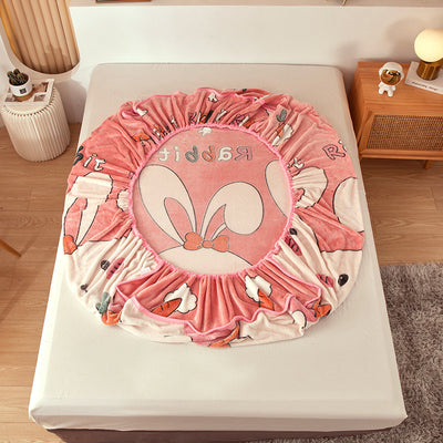 Home Fashion Double Velvet Non-slip Mattress Cover