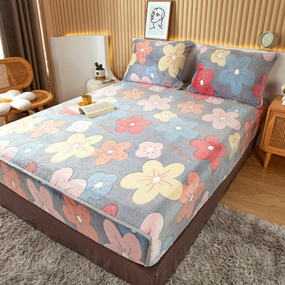 Home Fashion Double Velvet Non-slip Mattress Cover